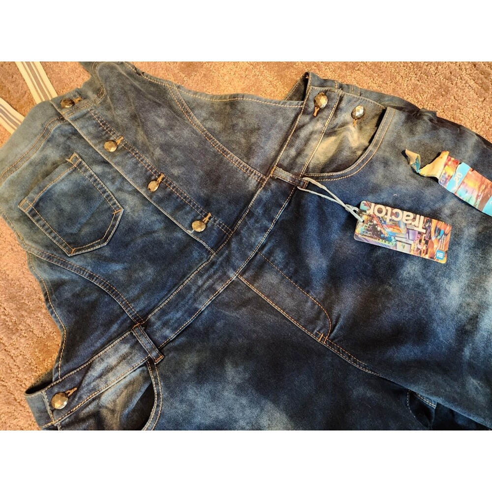 Tractor Denim Women's 20 Blue Jean Bib Overalls Stretch Adjustable Suspenders